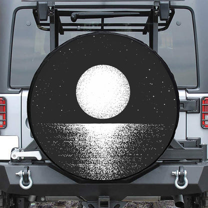 Black And White Moonlight Print Tire Cover