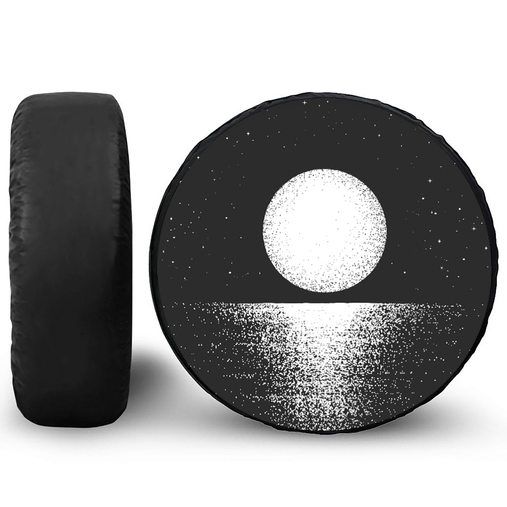 Black And White Moonlight Print Tire Cover