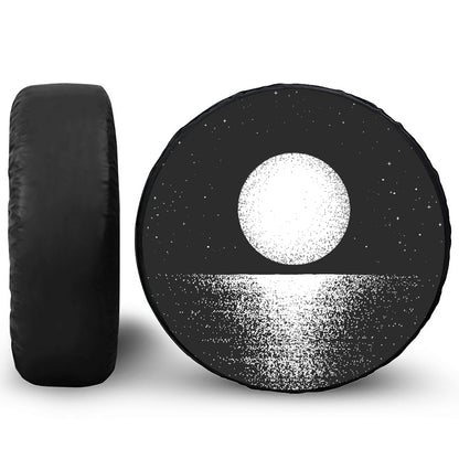 Black And White Moonlight Print Tire Cover