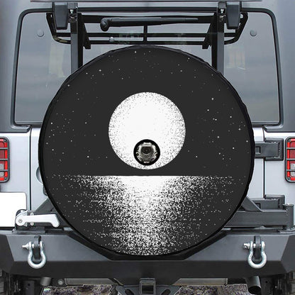 Black And White Moonlight Print Tire Cover With Camera Hole