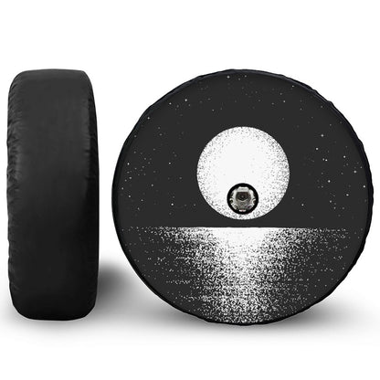Black And White Moonlight Print Tire Cover With Camera Hole