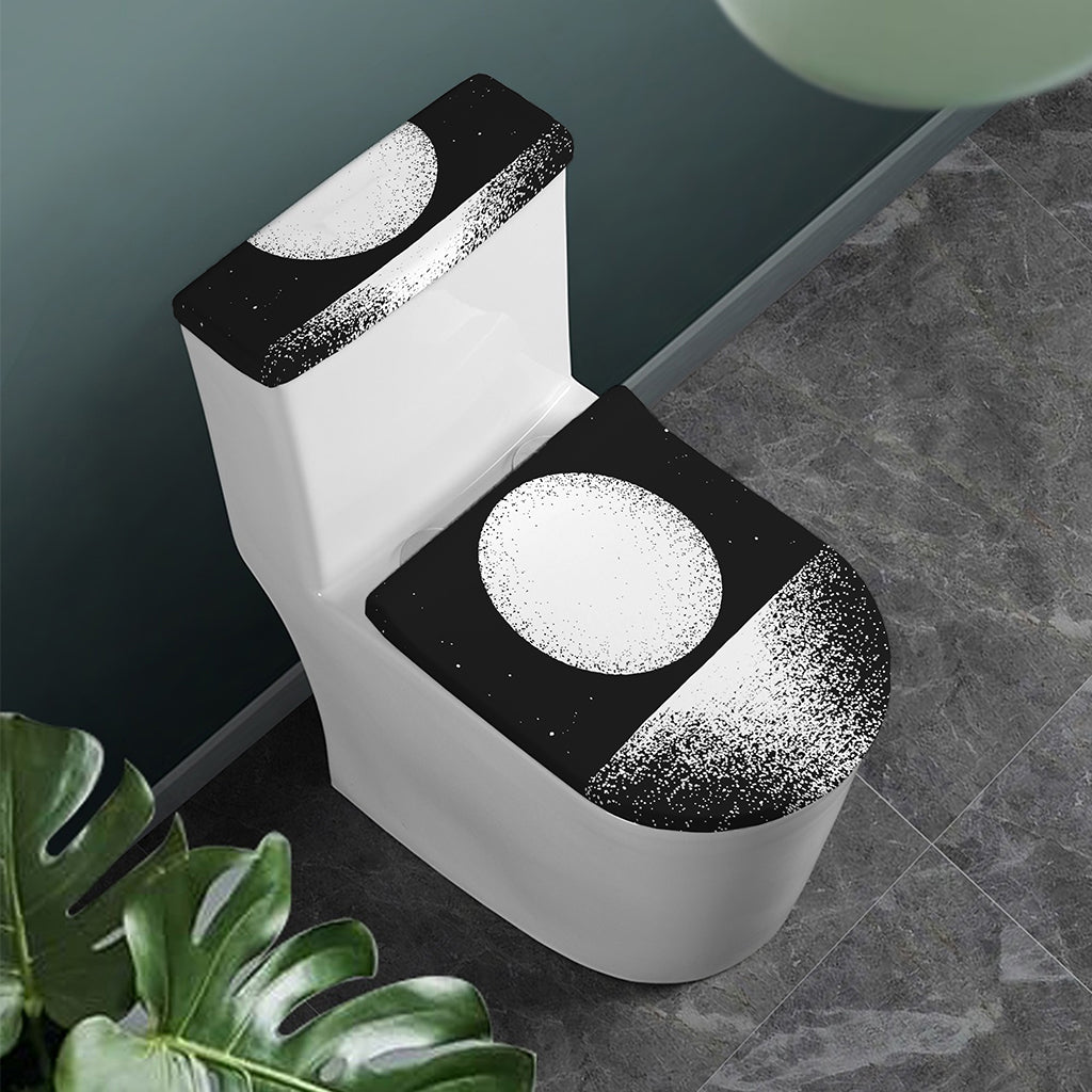 Black And White Moonlight Print Toilet Lid And Tank Cover Set