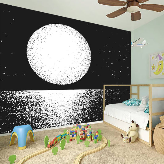 Black And White Moonlight Print Wall Sticker