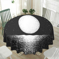 Black And White Moonlight Print Waterproof Round Tablecloth