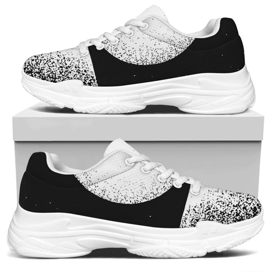 Black And White Moonlight Print White Chunky Shoes
