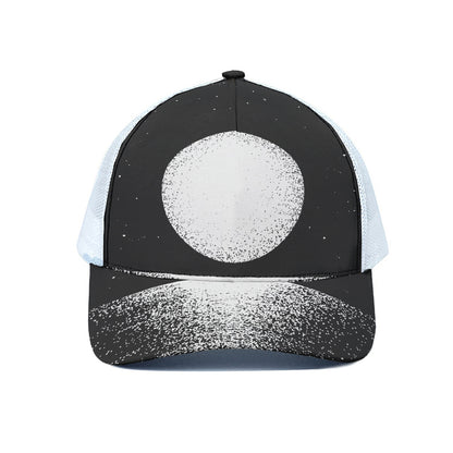 Black And White Moonlight Print White Mesh Trucker Cap