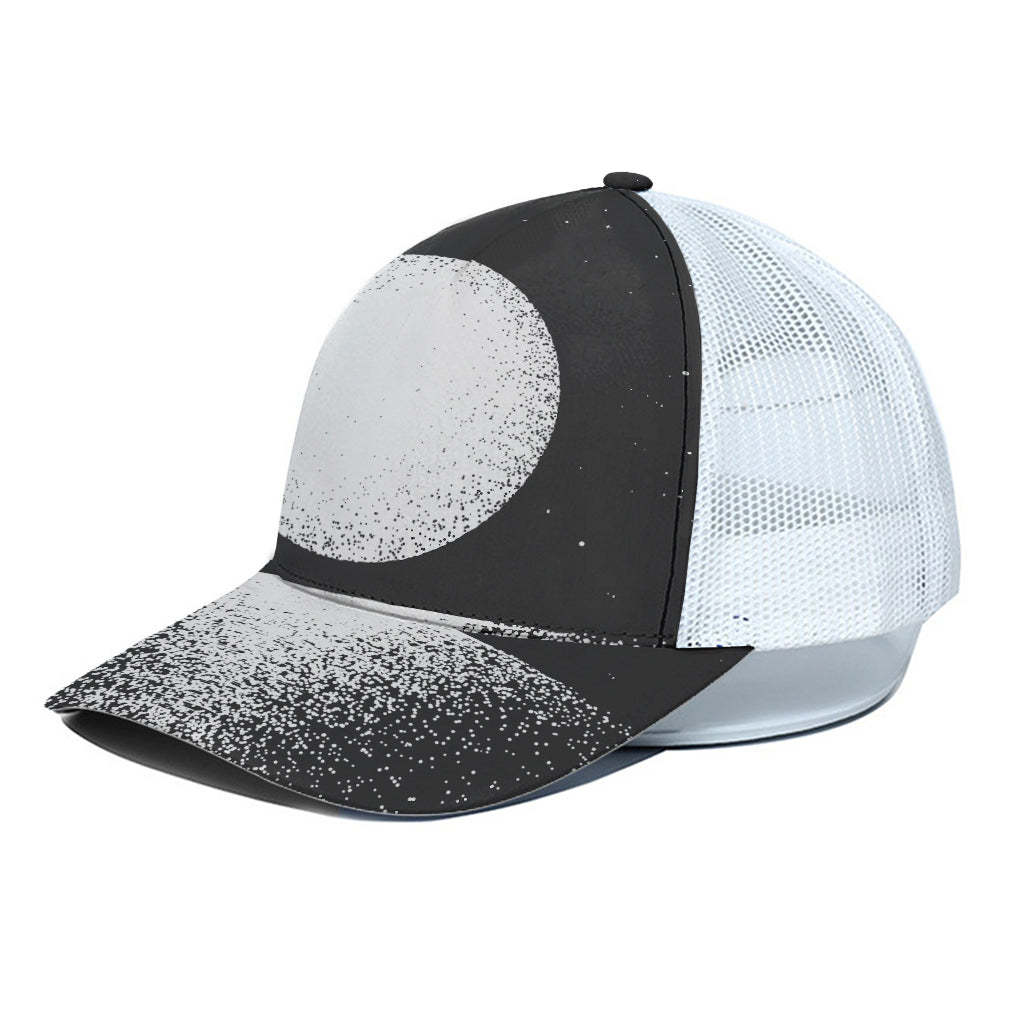 Black And White Moonlight Print White Mesh Trucker Cap