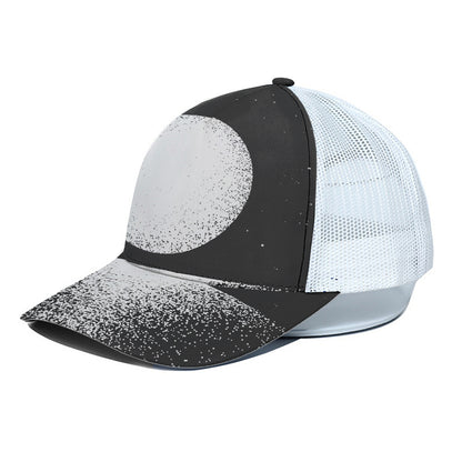 Black And White Moonlight Print White Mesh Trucker Cap
