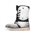 Black And White Moonlight Print Winter Boots