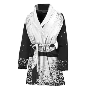 Black And White Moonlight Print Women's Bathrobe