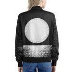 Black And White Moonlight Print Women's Bomber Jacket