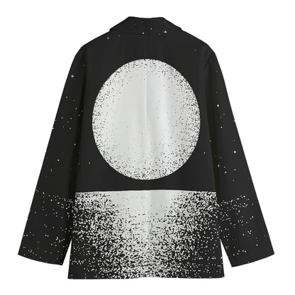 Black And White Moonlight Print Women's Cotton Blazer