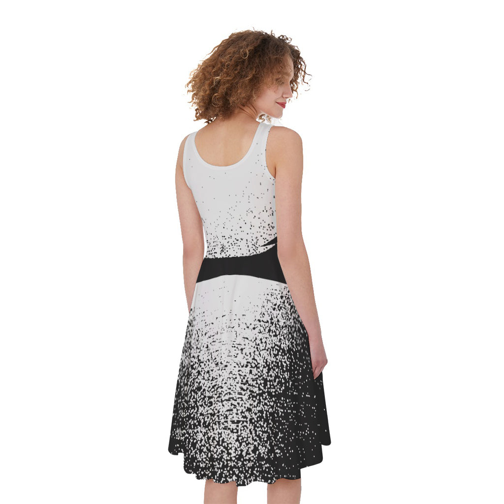 Black And White Moonlight Print Women's Sleeveless Dress