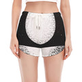 Black And White Moonlight Print Women's Split Running Shorts
