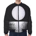 Black And White Moonlight Print Zip Sleeve Bomber Jacket