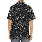 Black And White Music Note Pattern Print Aloha Shirt
