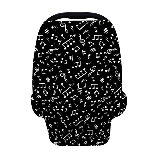 Black And White Music Note Pattern Print Baby Seat Cover