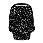 Black And White Music Note Pattern Print Baby Seat Cover