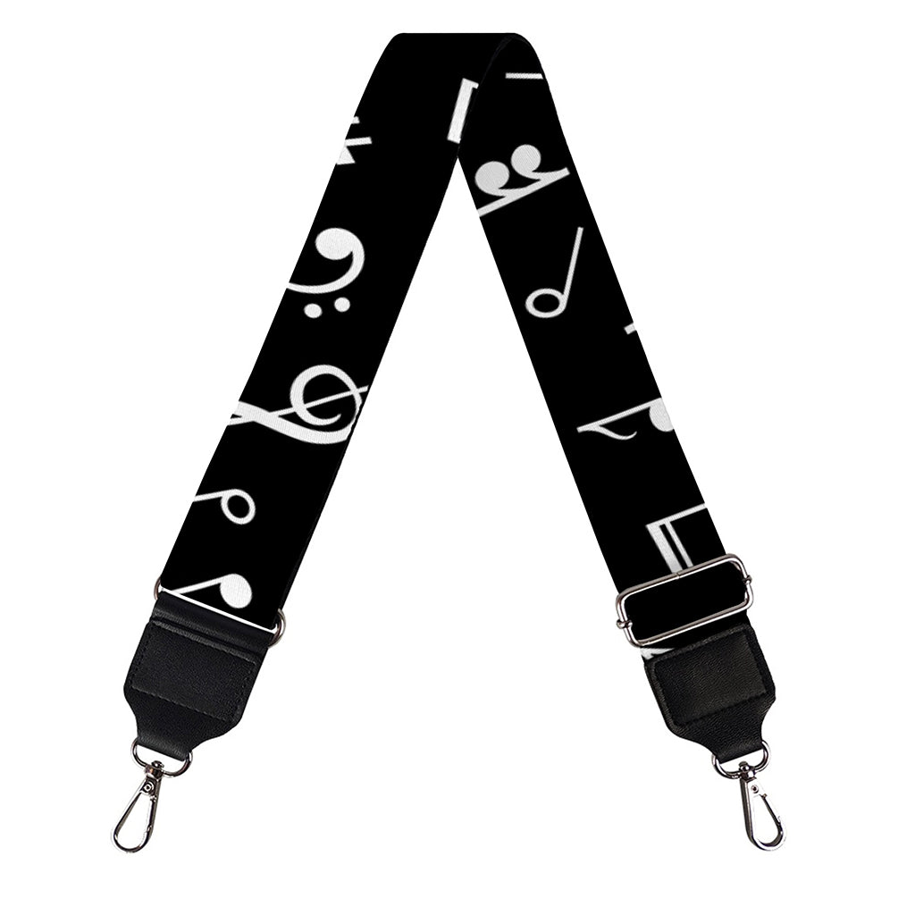 Black And White Music Note Pattern Print Bag Strap