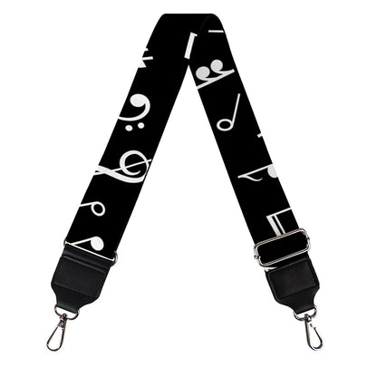 Black And White Music Note Pattern Print Bag Strap