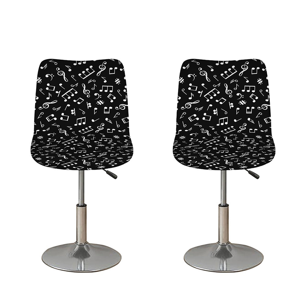 Black And White Music Note Pattern Print Bar Stool Covers