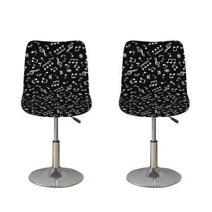 Black And White Music Note Pattern Print Bar Stool Covers
