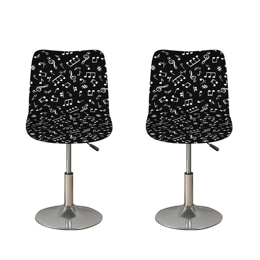 Black And White Music Note Pattern Print Bar Stool Covers