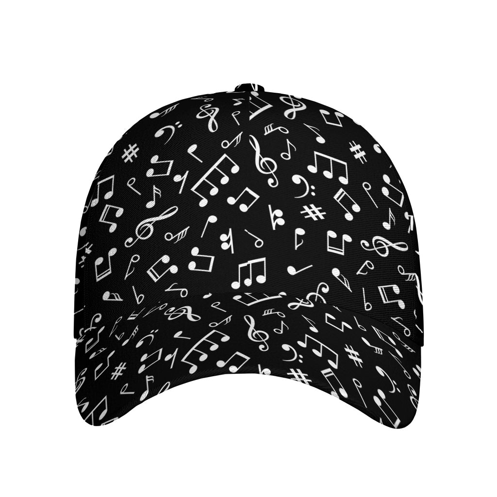 Black And White Music Note Pattern Print Baseball Cap