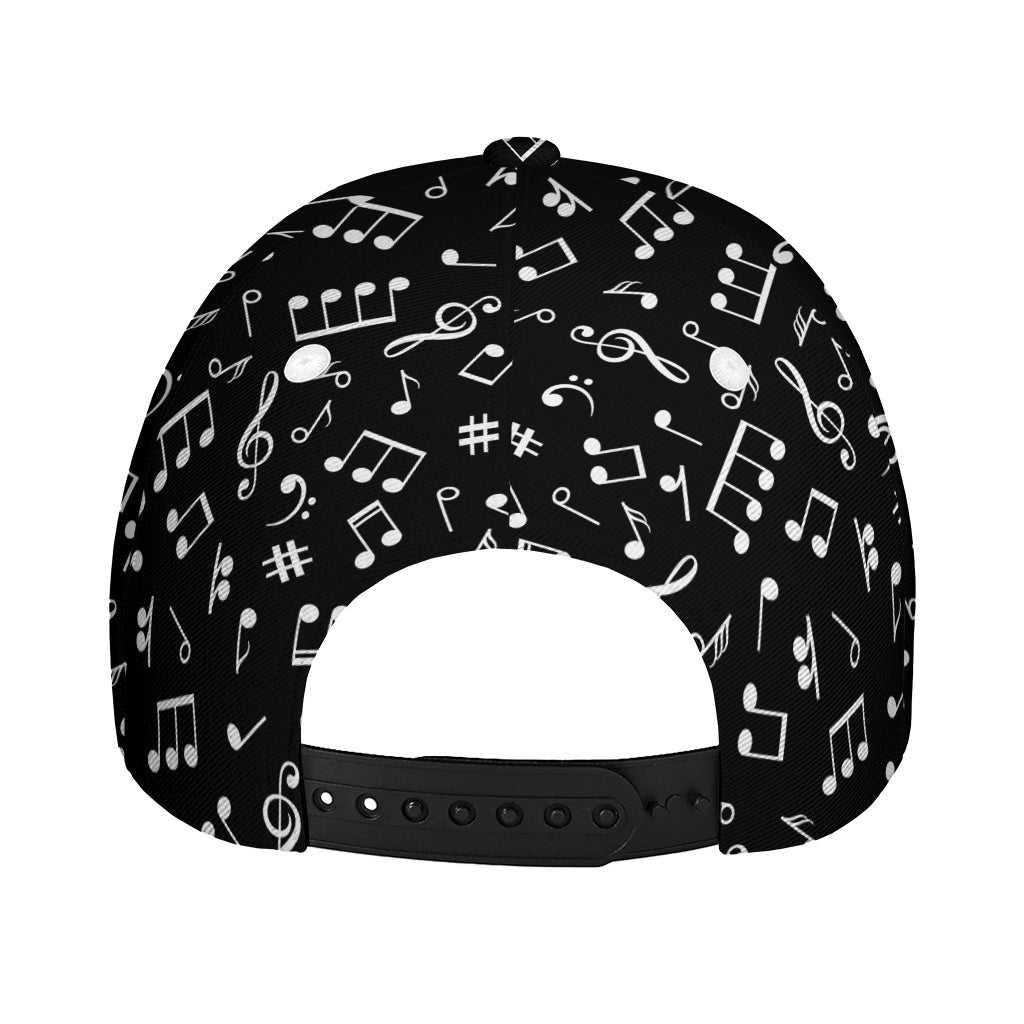 Black And White Music Note Pattern Print Baseball Cap