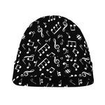 Black And White Music Note Pattern Print Beanie