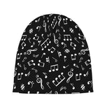 Black And White Music Note Pattern Print Beanie