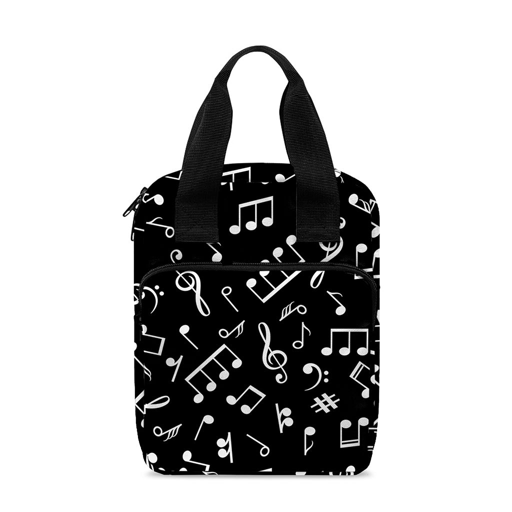 Black And White Music Note Pattern Print Bible Tote Bag