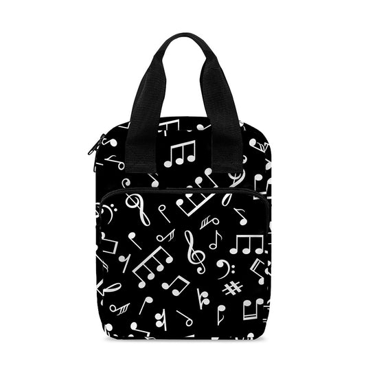 Black And White Music Note Pattern Print Bible Tote Bag