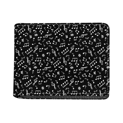 Black And White Music Note Pattern Print Bifold Wallet