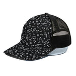 Black And White Music Note Pattern Print Black Mesh Trucker Cap