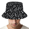 Black And White Music Note Pattern Print Bucket Hat