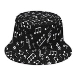 Black And White Music Note Pattern Print Bucket Hat