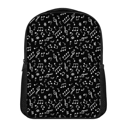 Black And White Music Note Pattern Print Casual Backpack