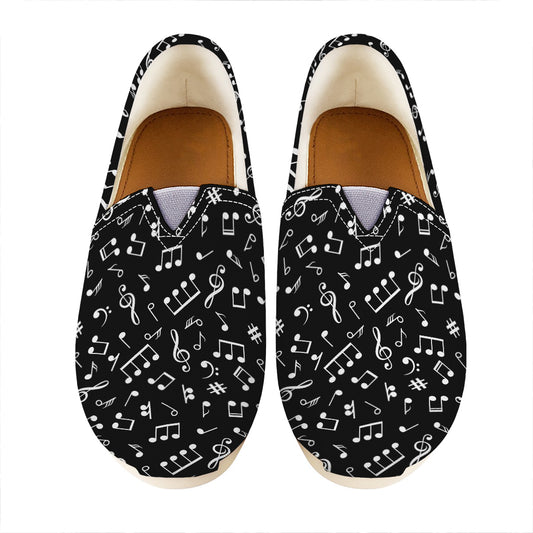 Black And White Music Note Pattern Print Casual Shoes