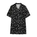 Black And White Music Note Pattern Print Cotton Hawaiian Shirt