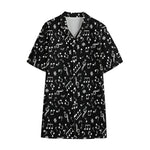 Black And White Music Note Pattern Print Cotton Hawaiian Shirt