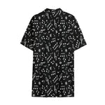 Black And White Music Note Pattern Print Cotton Hawaiian Shirt