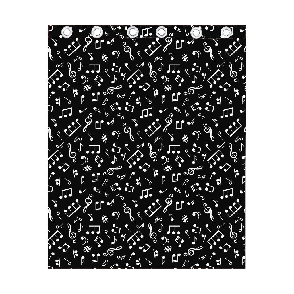 Black And White Music Note Pattern Print Curtain