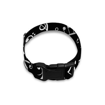 Black And White Music Note Pattern Print Dog Collar