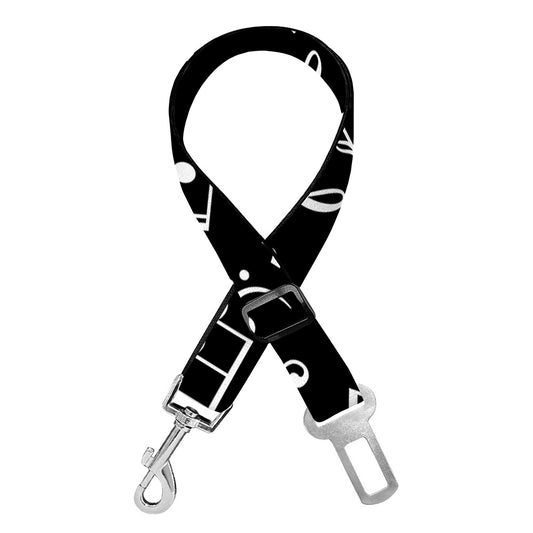 Black And White Music Note Pattern Print Dog Seat Belt