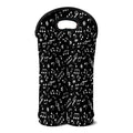 Black And White Music Note Pattern Print Double Neoprene Wine Tote