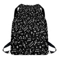 Black And White Music Note Pattern Print Drawstring Backpack