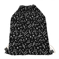 Black And White Music Note Pattern Print Drawstring Bag