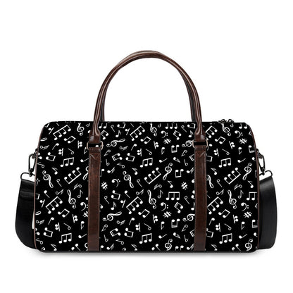 Black And White Music Note Pattern Print Duffle Bag