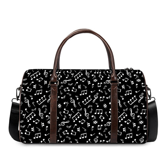 Black And White Music Note Pattern Print Duffle Bag